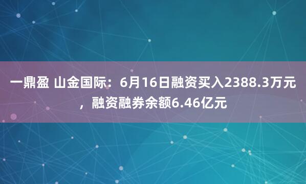 一鼎盈 山金国际:6月16日融资买入2388.3万元,融资融券余额6.46亿元